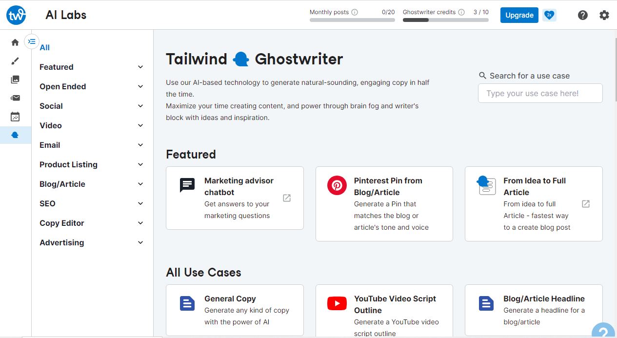 YouTube and TikTok Video Ghostwriter features